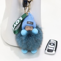 Pendentifs en vraie fourrure de renard, pendentifs pour sacs de poupées endormies, accessoires en peluche, pendentifs porte-clés de voiture pour cadeaux d'invités de baby shower