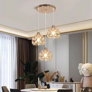 Lustre LED simple en fer doré et cristal, style nordique moderne, pour chambre, <span class=keywords><strong>chevet</strong></span>, couloir, salle à manger, bar - Product Image 1