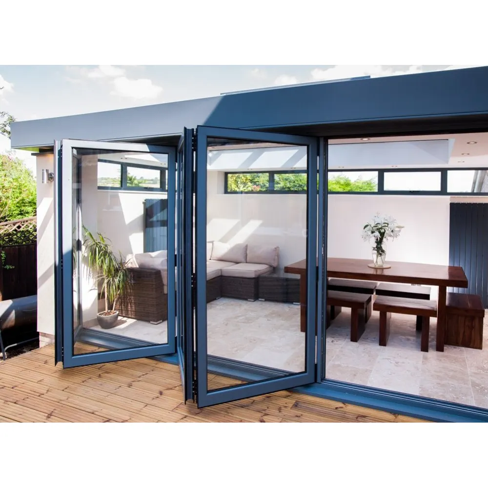 CBMMart Aluminium Verre Coulissant Porte Pliante Patio Portes Extérieures Double Vitrage Bi Porte Pliante