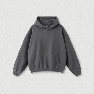 HETH129 <span class=keywords><strong>Vintage</strong></span> High <span class=keywords><strong>Street</strong></span> Peso pesado 380gsm Lavado ácido Fleece Algodón Sudadera con capucha de gran tamaño Personalizar Apliques Bordado logo - Product Image 5
