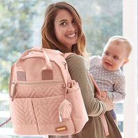 Ensemble de sac à langer multifonctionnel et tendance en six pièces, fermeture éclair matelassée, sac à langer portable pour maman