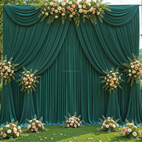 Rideaux de fond de scène de luxe modernes et professionnels, vert, double couche, pour arche de mariage, avec support, en soie de lait