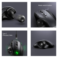 Mouse Trackball Nirkabel USB Isi Ulang Bt 5.0 2.4G Model Ganda Ergonomis untuk Laptop Tablet PC Penyesuaian 2400DPI