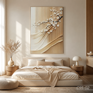 Peinture murale abstraite de luxe HALO, art miroir 3D, décoration en forme de vague de fleurs de cerisier, fabricant vietnamien OEM ODM - Product Image 6
