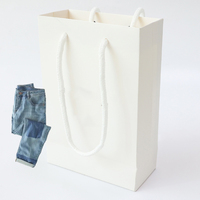Emballage cadeau de luxe sac en papier Shopping avec propre Design, sac en papier blanc moyen grand pour vêtements, pantalons, bijoux à capuche