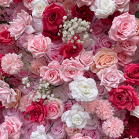 Rosa Weiße Rote Rosen Hortensien Künstliche Blumenwand Hintergrund für Hochzeitszeremonie Babyparty Geburtstag Fotobox Dekoration