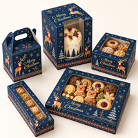 Boîte de boulangerie de Noël personnalisée en papier kraft imprimé avec fenêtre pour biscuits, gâteaux, cupcakes, desserts, fêtes de fin d'année, vente en gros