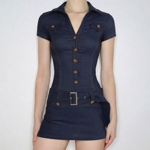 Bodycon Dress Solid Color Streetwear Slim Fit Short Sleeve Pencil Dress For Club Party Daily Wear - Product Image 4