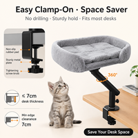 Lit de bureau pour chat en bois, rotatif à 360°, réglable, amovible et lavable, avec rembourrage en mousse de polyuréthane