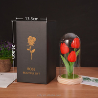 Tulipe artificielle dans un dôme en plastique, ornement créatif, veilleuse, longue durée de vie, écologique, cadeau pour la fête des mères, la Saint-Valentin