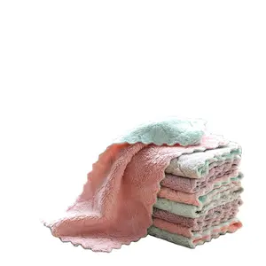 8pcs/lot Absorbent Microfiber Kitchen Dish Cloth Thicker Scouring Pad Wash Tableware Kitchen Towel Rag Cleaning Towel Cloth Dis