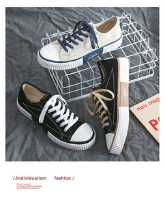 New Men's High Low <b>Canvas</b> Sneakers Casual <b>Round</b> Toe in Black for All Seasons Fashionable with Rubber Insole and Cotton Lining - Product Image 5