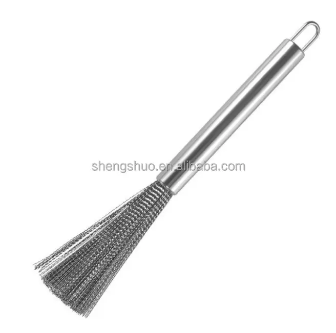 Kitchen Long Handle Cookware Scrubber Brush Stainless Steel Cleaning Brush Stainless Steel Pot Brush