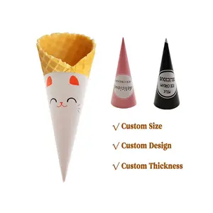 Manufacturer Disposable Custom Printed Aluminum Foil Rolled Paper Food Dessert Packaging Wholesale Wrapper Conic Ice Cream Cone