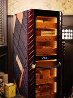 Humidor à cigares C8 376L avec revêtement en bois de cèdre, capacité 2500-3000 cigares, serrure à empreinte digitale, WiFi intelligent, refroidisseur à température unique, sans givre