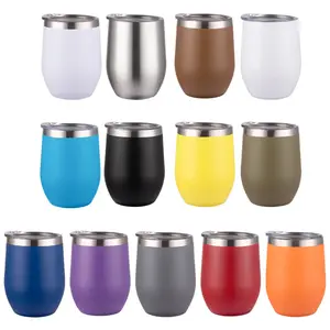 Stampa personalizzata in acciaio inossidabile inciso thermos 12oz moderno riutilizzabile bianco bianco sublimazione tazza termica per vino