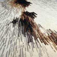 Tapis Moderne Abstrait à Rayures Éclatantes, Crème-Taupe Marron, Motif Lignes Éclatantes, pour Salon, Décoration Luxe Léger, en Latex