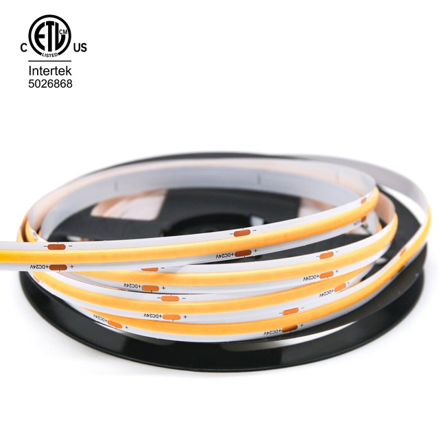 Dotless Flexible COB LED Strip Light 24V High Density CRI 90+ Dimmable 10mm High Efficiency Linear Lighting for Indoor Decor