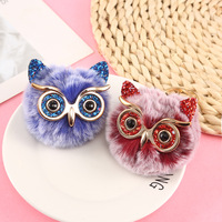 Petit hibou pom pom porte-clés femme peluche pom porte-clés fausse fourrure boule