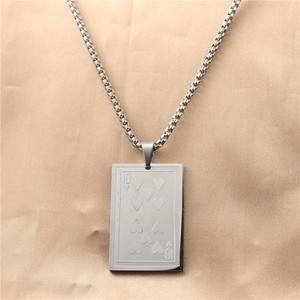Stainless Steel <b>Playing</b> <b>Card</b> Pendant Necklace Men's Heart Pattern Geometric Design Gift Jewelry 12049 - Product Image 1