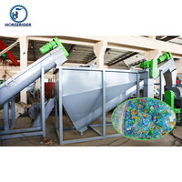Usine de recyclage automatique de bouteilles PET Horserider avec broyeur, laveuse, sécheuse et moteur, capacité de 3000 kg/h