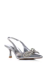 Sandales à lanières en T pour femmes, escarpins slim pour mariée, escarpins à talons hauts argentés Croc bon marché - Product Image 3