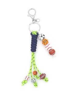 Creative Handmade Woven <b>Rope</b> Basketball Baseball Football Wooden Beads Keychain Leisure Sports Bag Charms Pendant Car Key <b>Chain</b> - Product Image 2