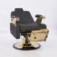Fauteuil de barbier classique de luxe en cuir PU, design traditionnel, base à pompe hydraulique robuste, pivotant à 360 degrés, pour salon de coiffure, hôtel
