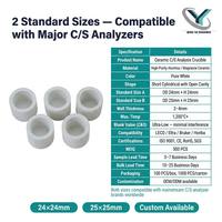 Crisol de Fusión de Cerámica de Alúmina Ultra Bajo en Carbono y Azufre 25x25mm, Piezas Cerámicas Refractarias, Temperatura Máxima 1400°C, 20% Al2O3 para Uso en Laboratorio