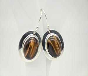 ต่างหูหินไทเกอร์อายธรรมชาติทำมือสุดหรู เงินแท้ 925 ต่างหูแบบห้อย แฟชั่นสำหรับผู้หญิง ขายส่งเครื่องประดับ - Product Image 1