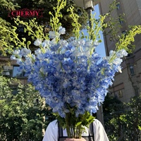 DC126 Fleurs de Delphinium en Soie de Haute Qualité, Grandes, Blanches, Violettes et Jaunes, Arrangement de Fleurs Delphinium Ajacis pour la Décoration de Mariage