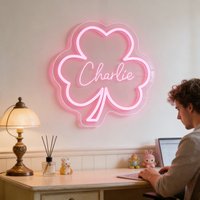 Enseigne néon personnalisée trèfle porte-bonheur Neonawall, lumière LED acrylique à intensité variable pour demande en mariage, décoration murale de chambre, fête de mariage, cadeau surprise