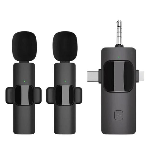 Factory Direct Supply 3 in 1 Mini Wireless Lavalier Microphone High Quality Sound K15 Wireless Microphone for Tiktok Video