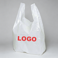 Sacs T-shirt réutilisables en PE imprimés quatre couleurs avec logo personnalisé, poignée gilet gaufrée, taille personnalisée, certifiés ISO/CE pour supermarché