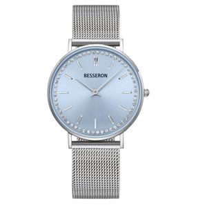 Reloj de Cuarzo para Mujer OEM, Acero Inoxidable, Fábrica China, Elegante Correa de Malla Dorada, Esfera de Cristal de Zafiro, Regalo para Damas en Cualquier Ocasión - Product Image 4