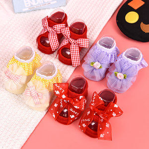 Hot Bán Bé Vớ Mềm Mại Thoáng Khí Ren Xù Dệt Kim Vớ Chống-Trượt Vớ Giản Dị Cho 0-3 Tháng 6-12 Tháng Cho Mùa Thu - Product Image 2