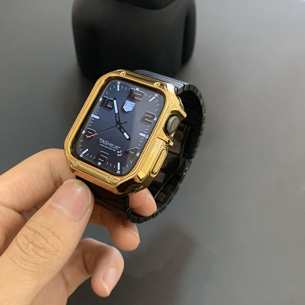 Cinturino nero + cassa in oro