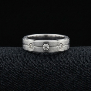 Sleek Platinum Diamond Ring Channel Set IGI Certified Luxury Elegant Simple Band Engagement Wedding Jewelry - Product Image 1