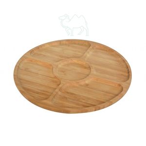 Plateau de service rond en bambou Assiette à vaisselle en bois Plateau de service - Product Image 2