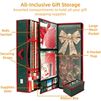 Boîte de rangement pliable pour papier cadeau de Noël en Oxford 600D ultra résistant avec poches pour rubans, nœuds et cartes
