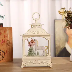 Creative Unicorn Princess Music Box Square Floating Snow Lantern For Christmas Decoration Supplier