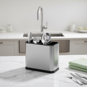 Portaposate in Acciaio Inox Jiurui, Altezza 6-7,9 Pollici, Contenitore Multifunzione per Cucina, Design Autoportante - Product Image 2