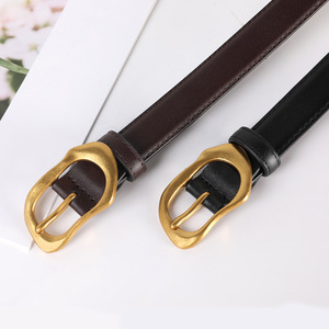 Genuine Leather Tiyo Casual Durable Black <b>Cow</b> Hide D-ring Alloy Buckle Rectangular Solid Pattern Belt - Product Image 3