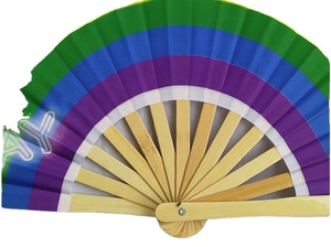 <b>Large</b> Colorful 33Cm Hand Fabric Bamboo <b>Fans</b> 24 Inch for Folding <b>Fan</b> Dance Gift Festival - Product Image 4