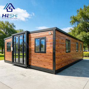HESHi Modern Container <b>House</b> 20Ft 40Ft Prefabricated Office Building Rectangle Wooden Panel Design - Product Image 3