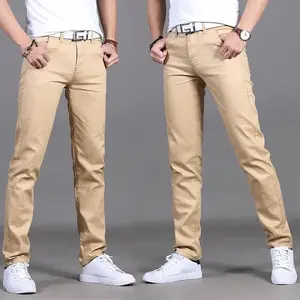 2022กางเกงลำลองผู้ชายธุรกิจใหม่แฟชั่นตรงกางเกงชายยี่ห้อสีเทาสีกากีสีดำกางเกงชิโน่