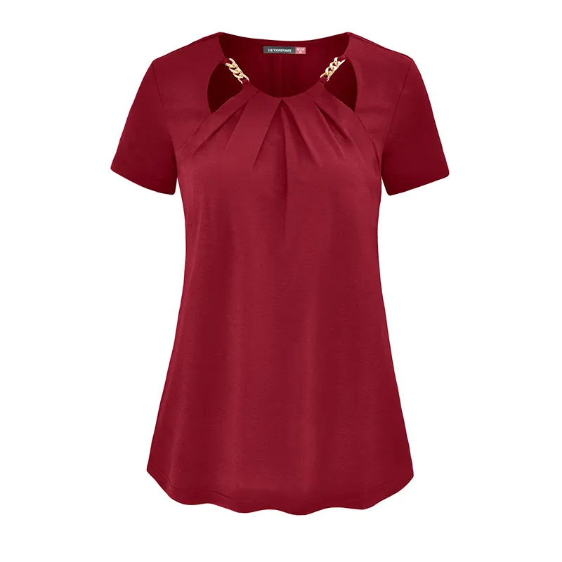 Yaz elbisesi OEM hizmeti nefes bayan bluzlar ve üstleri özel logo ince kısa kollu yumuşak kumaş
