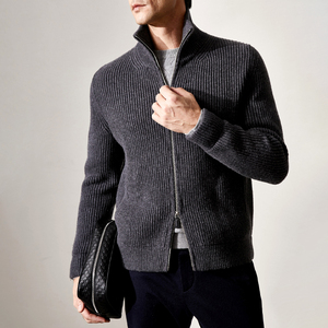 100% di puro <span class=keywords><strong>Cashmere</strong></span> Cardigan quadrato fondale personalizzato maglione <span class=keywords><strong>cappotto</strong></span> per gli uomini chiusura con cerniera taglie forti stagione autunnale - Product Image 2