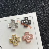 DIY Micro Pave CZ Cubic Zirconia Chữ Thập Brass Spacer Hạt Phụ Kiện Đối Với Trang Sức Làm