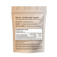 Gélules de Vitamine D3 & K2 à Marque Blanche, Huile de Coco, Soutien Immunitaire, Complément Alimentaire, Vitamines D & K Complexes 2-en-1 MK-7